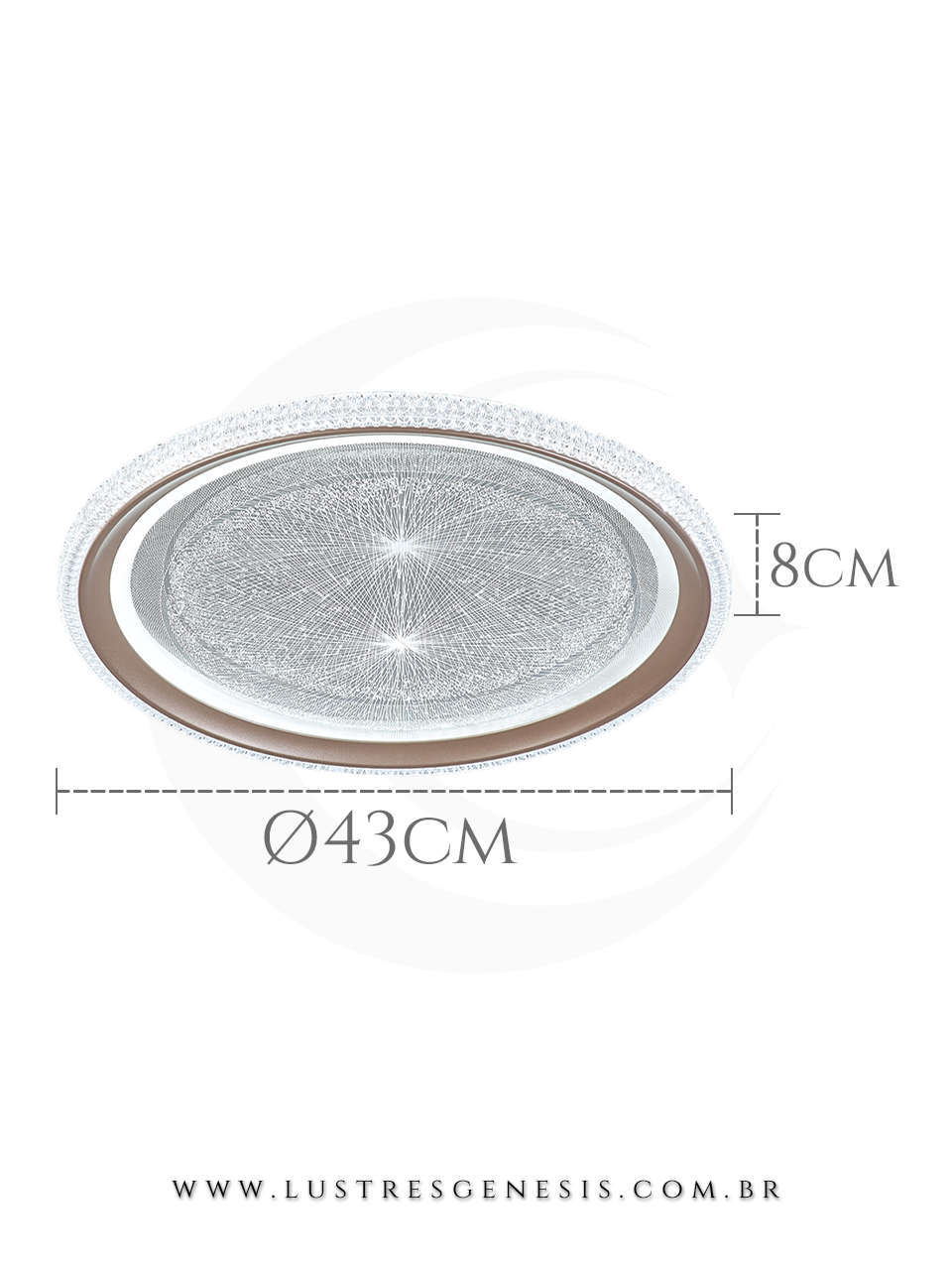 Luminaria Plafon Contemporaneo LED DCX02345 Metal Dourado &Oslash;43cm Bivolt, Sala de Jantar, Quartos, Cozinha, Banheiro, Mesa Area Gourmet